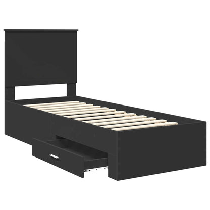 Bedframe met lade Zwart en Zilver 75 x 190 cm Bewerkt hout