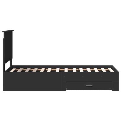 Bedframe met lade Zwart en Zilver 75 x 190 cm Bewerkt hout