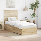 Bedframe 78x193 cm Sonoma eiken zilver bewerkt hout