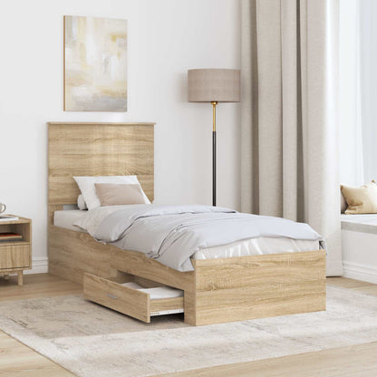 Bedframe Sonoma Eiken en Zilver 75 x 190 cm Bewerkt hout