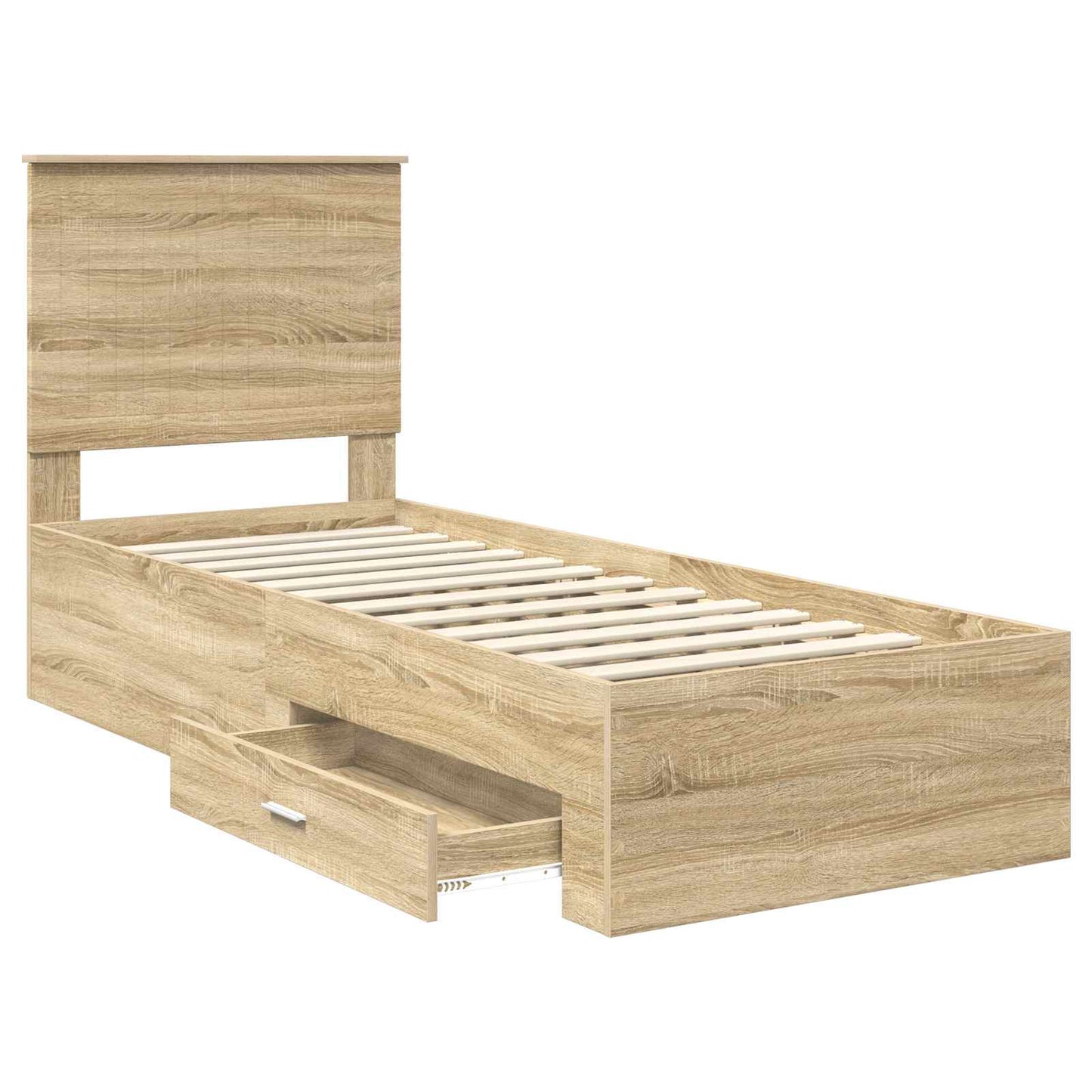 Bedframe Sonoma Eiken en Zilver 75 x 190 cm Bewerkt hout
