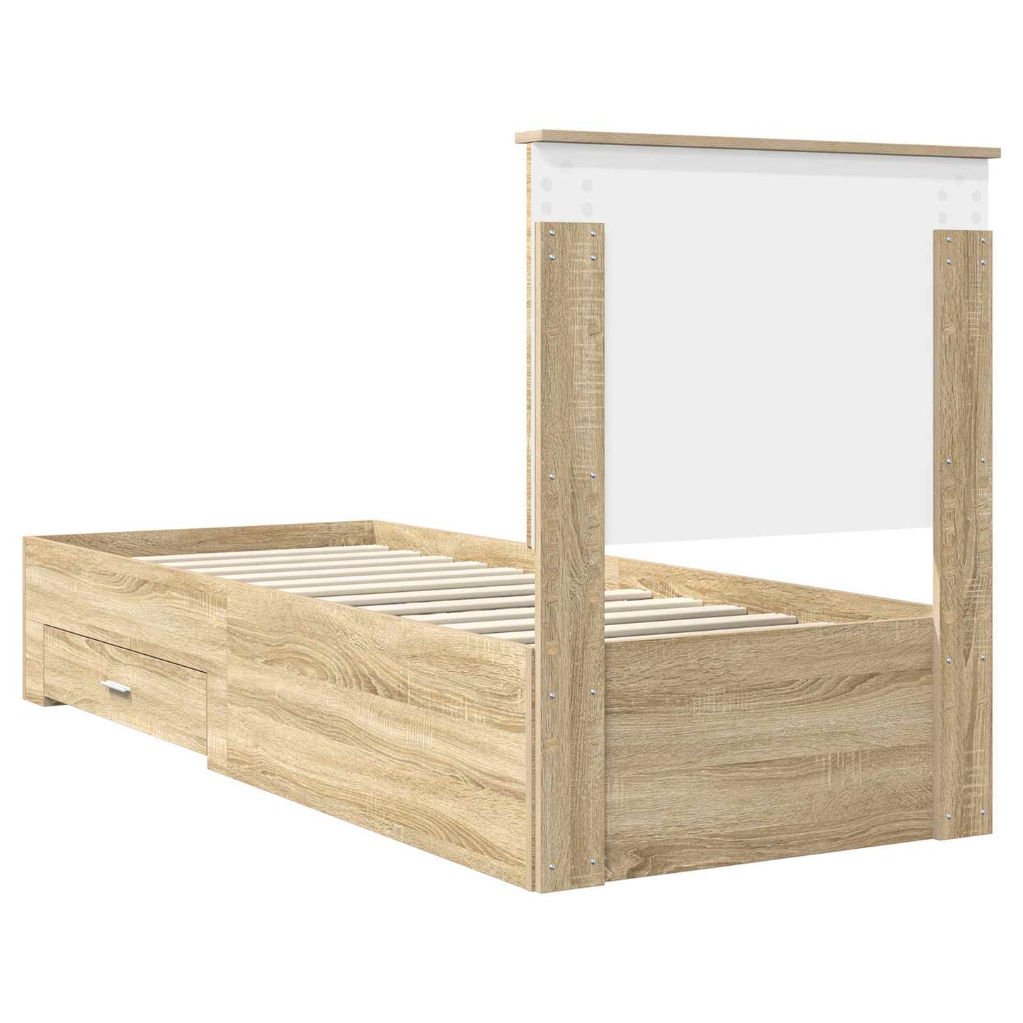 Bedframe Sonoma Eiken en Zilver 75 x 190 cm Bewerkt hout