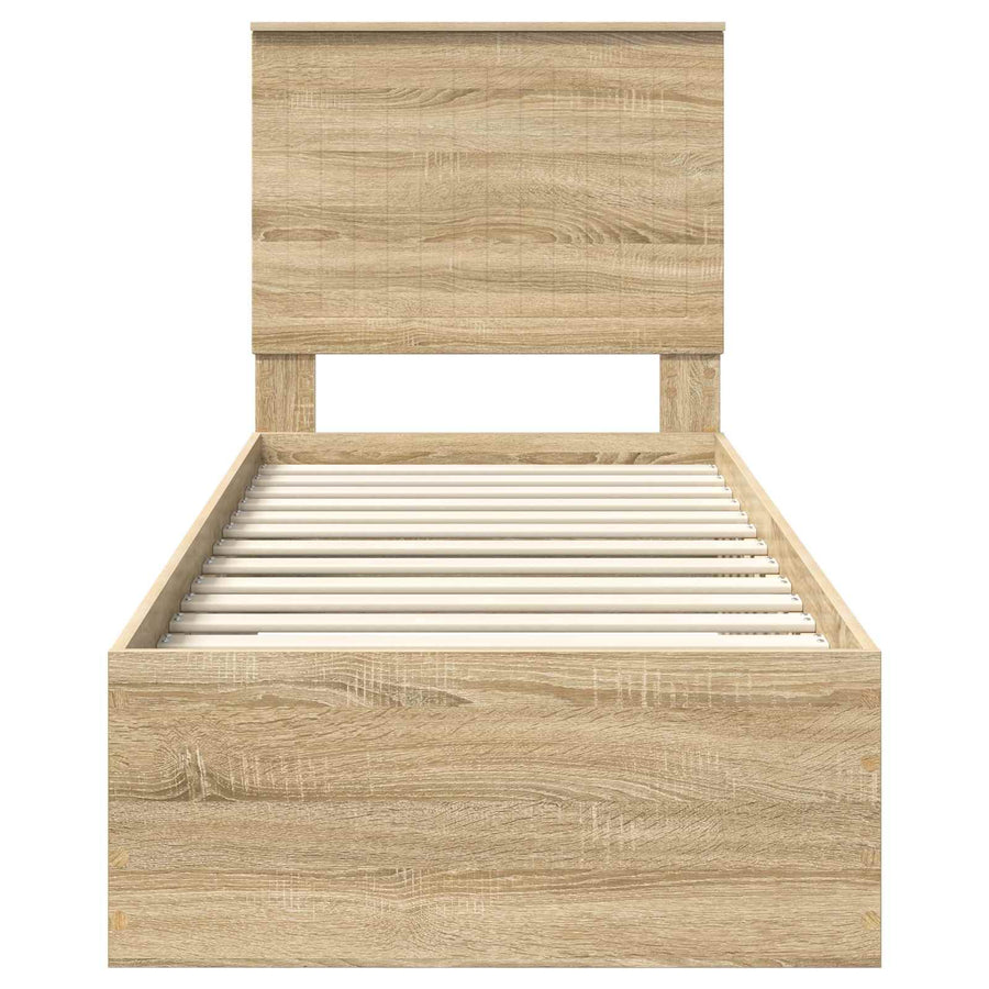 Bedframe Sonoma Eiken en Zilver 75 x 190 cm Bewerkt hout