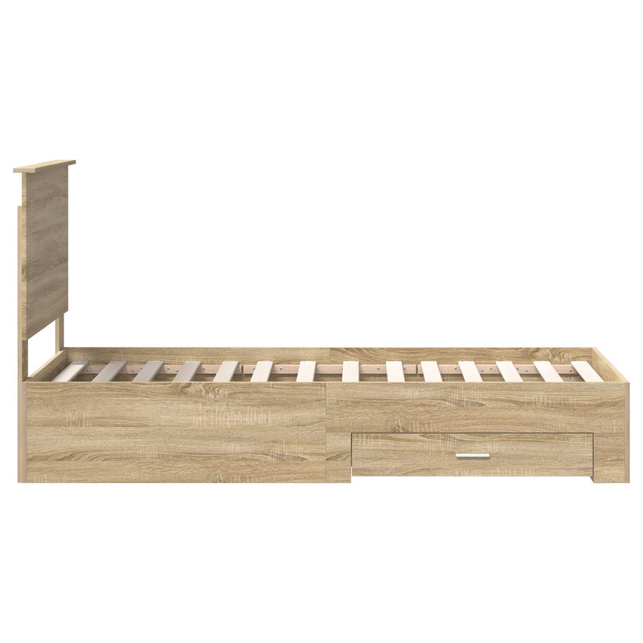 Bedframe Sonoma Eiken en Zilver 75 x 190 cm Bewerkt hout