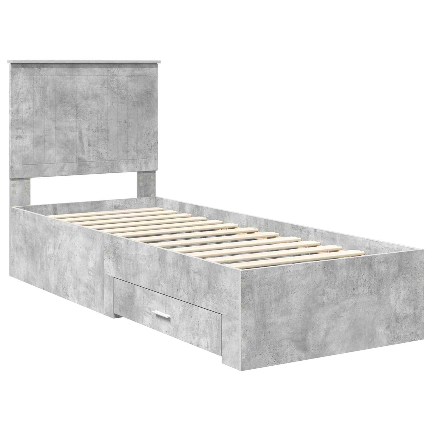 Bedframe Beton Grijs en Zilver 75 x 190 cm Bewerkt hout