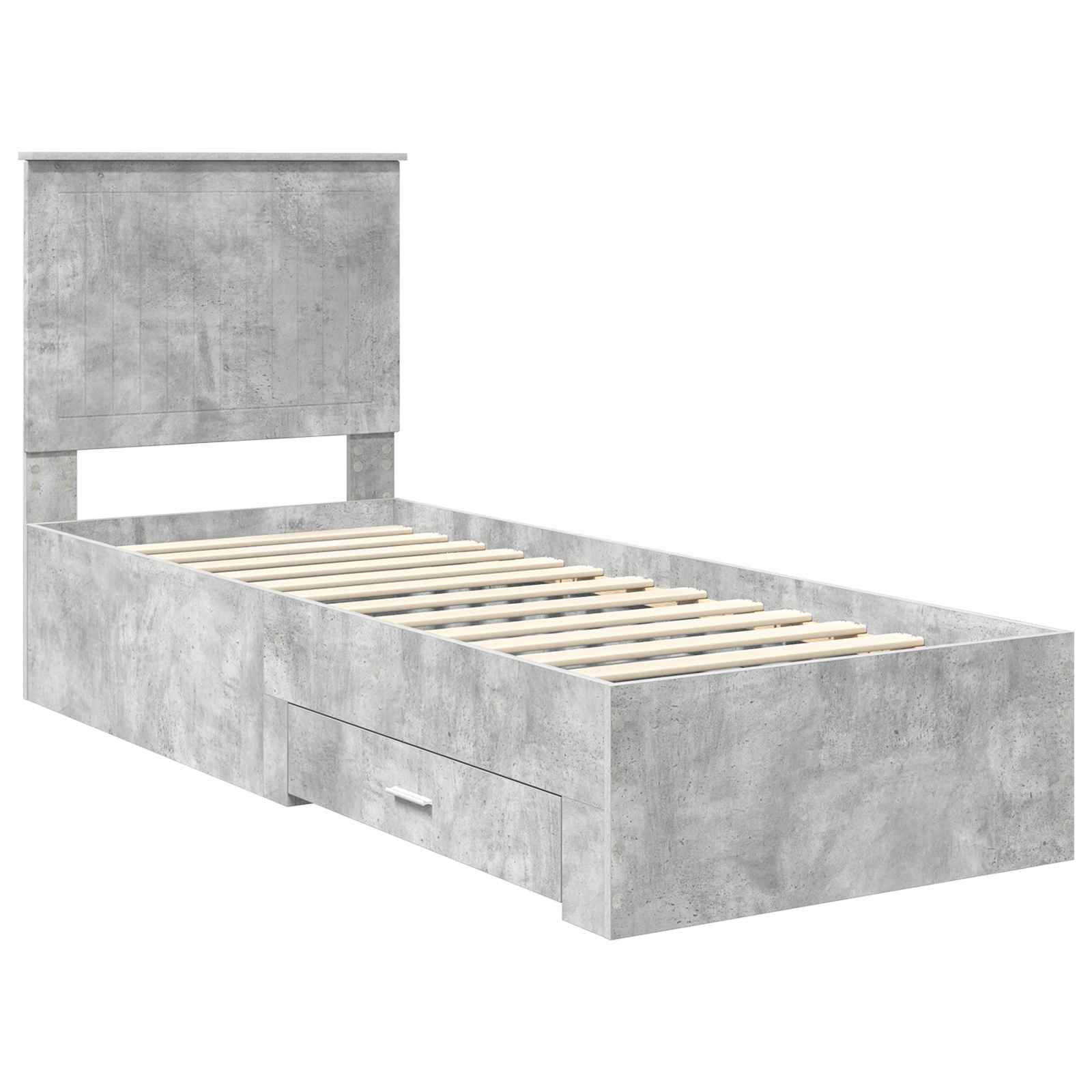 Bedframe Beton Grijs en Zilver 75 x 190 cm Bewerkt hout