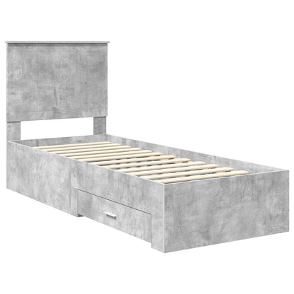 Bedframe Beton Grijs en Zilver 75 x 190 cm Bewerkt hout