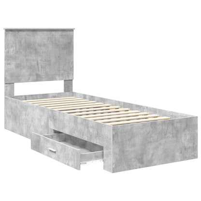 Bedframe Beton Grijs en Zilver 75 x 190 cm Bewerkt hout