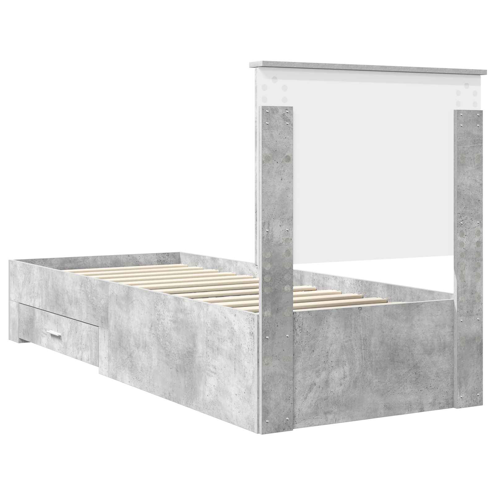 Bedframe Beton Grijs en Zilver 75 x 190 cm Bewerkt hout