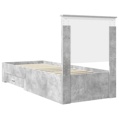 Bedframe Beton Grijs en Zilver 75 x 190 cm Bewerkt hout