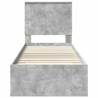 Bedframe Beton Grijs en Zilver 75 x 190 cm Bewerkt hout