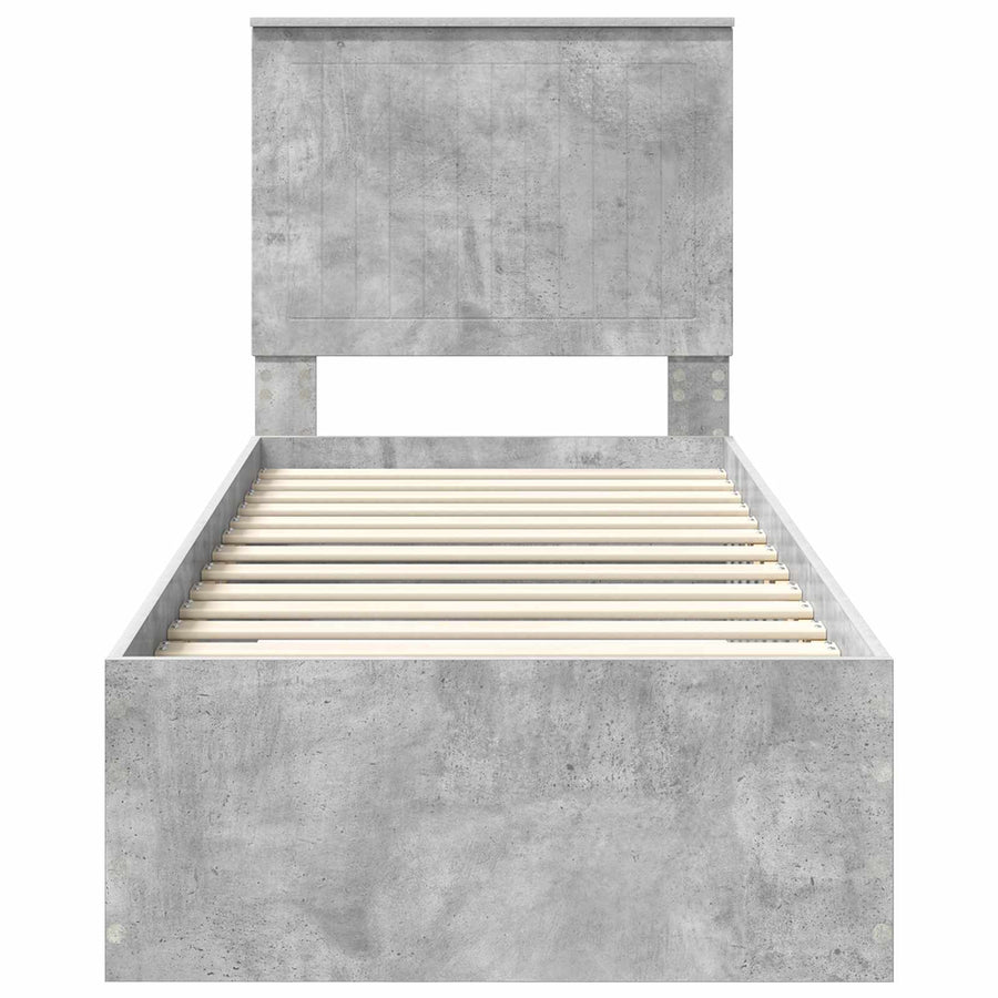 Bedframe Beton Grijs en Zilver 75 x 190 cm Bewerkt hout