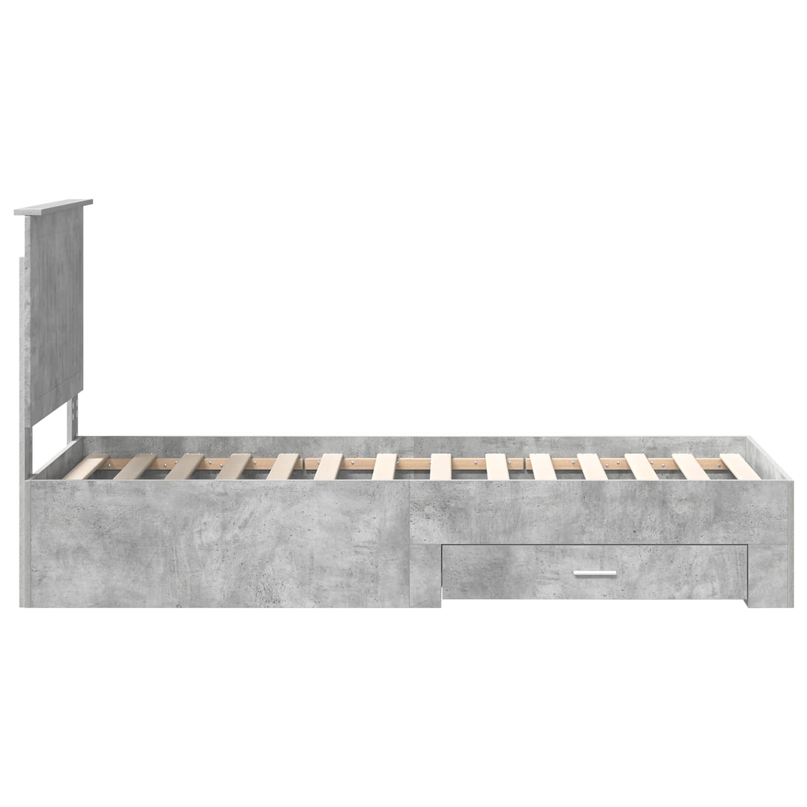 Bedframe Beton Grijs en Zilver 75 x 190 cm Bewerkt hout