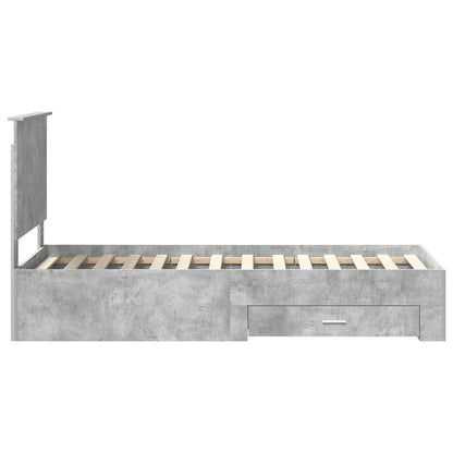 Bedframe Beton Grijs en Zilver 75 x 190 cm Bewerkt hout
