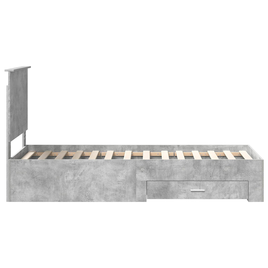 Bedframe Beton Grijs en Zilver 75 x 190 cm Bewerkt hout