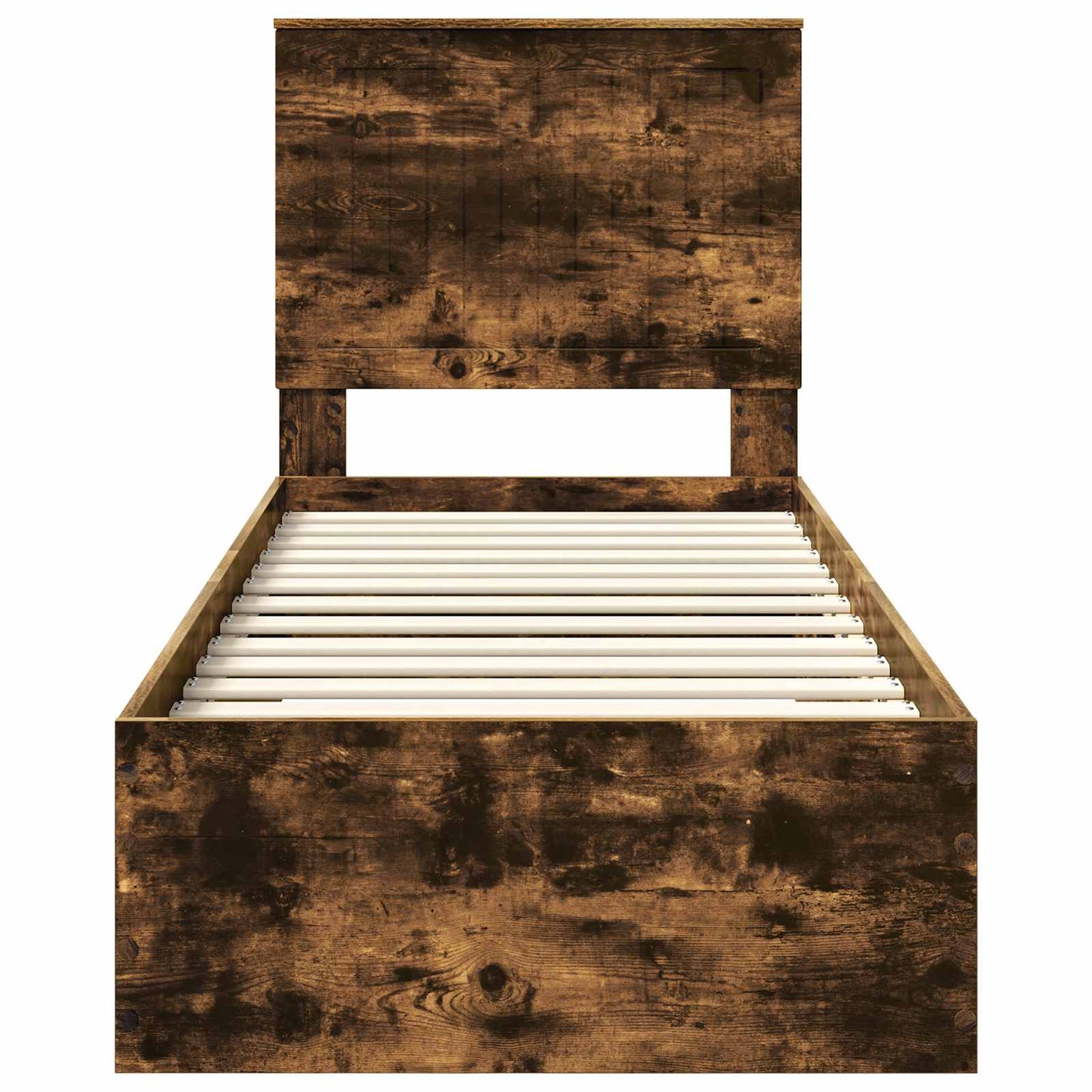 Bedframe Gerookt Eiken en Zilver 75 x 190 cm Bewerkt hout