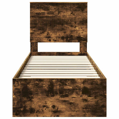 Bedframe Gerookt Eiken en Zilver 75 x 190 cm Bewerkt hout
