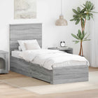 Bed Frame Grey Sonoma and Silver 70 x 190 cm Engineered Wood