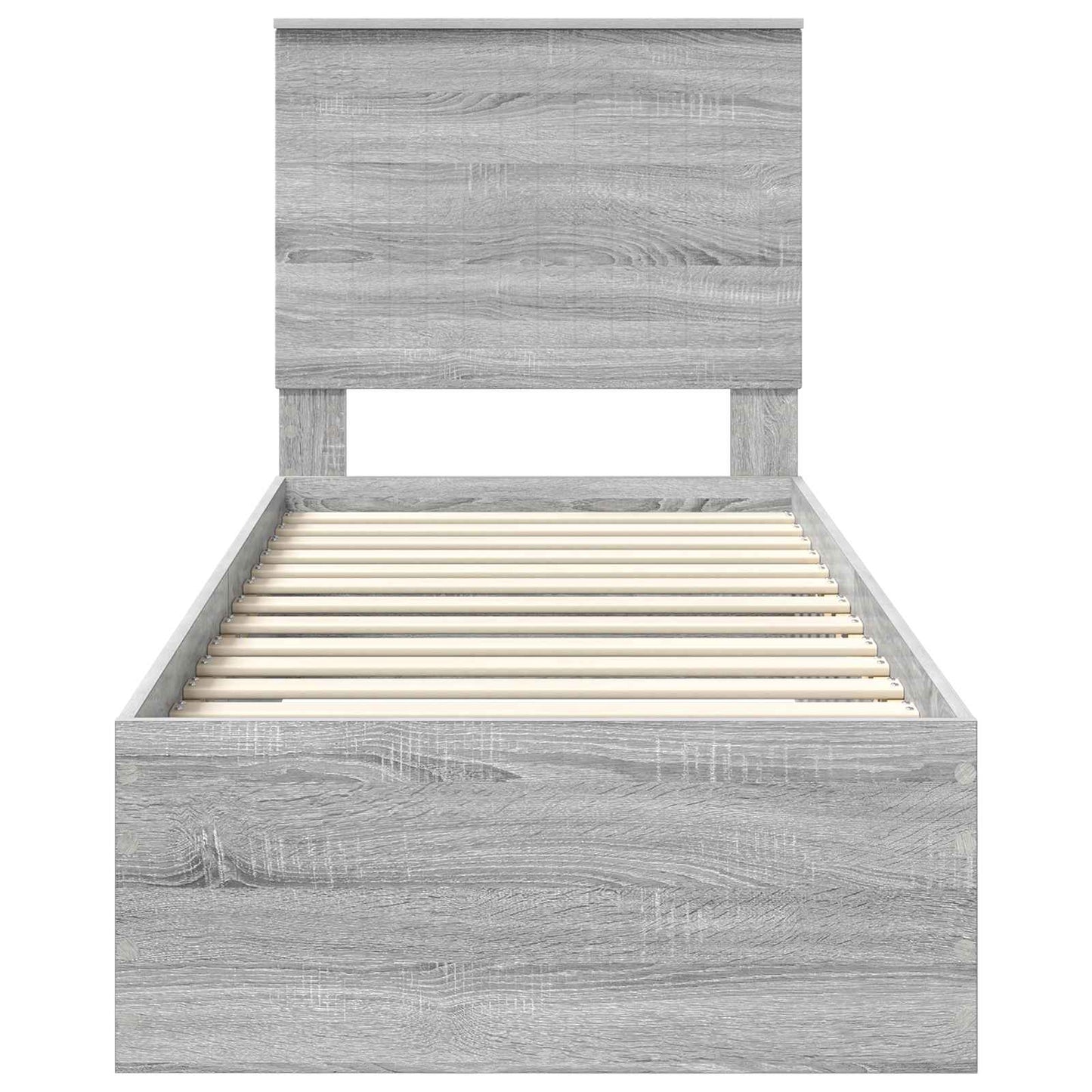 Bedframe Grijs Sonoma en Zilver 75 x 190 cm Bewerkt hout