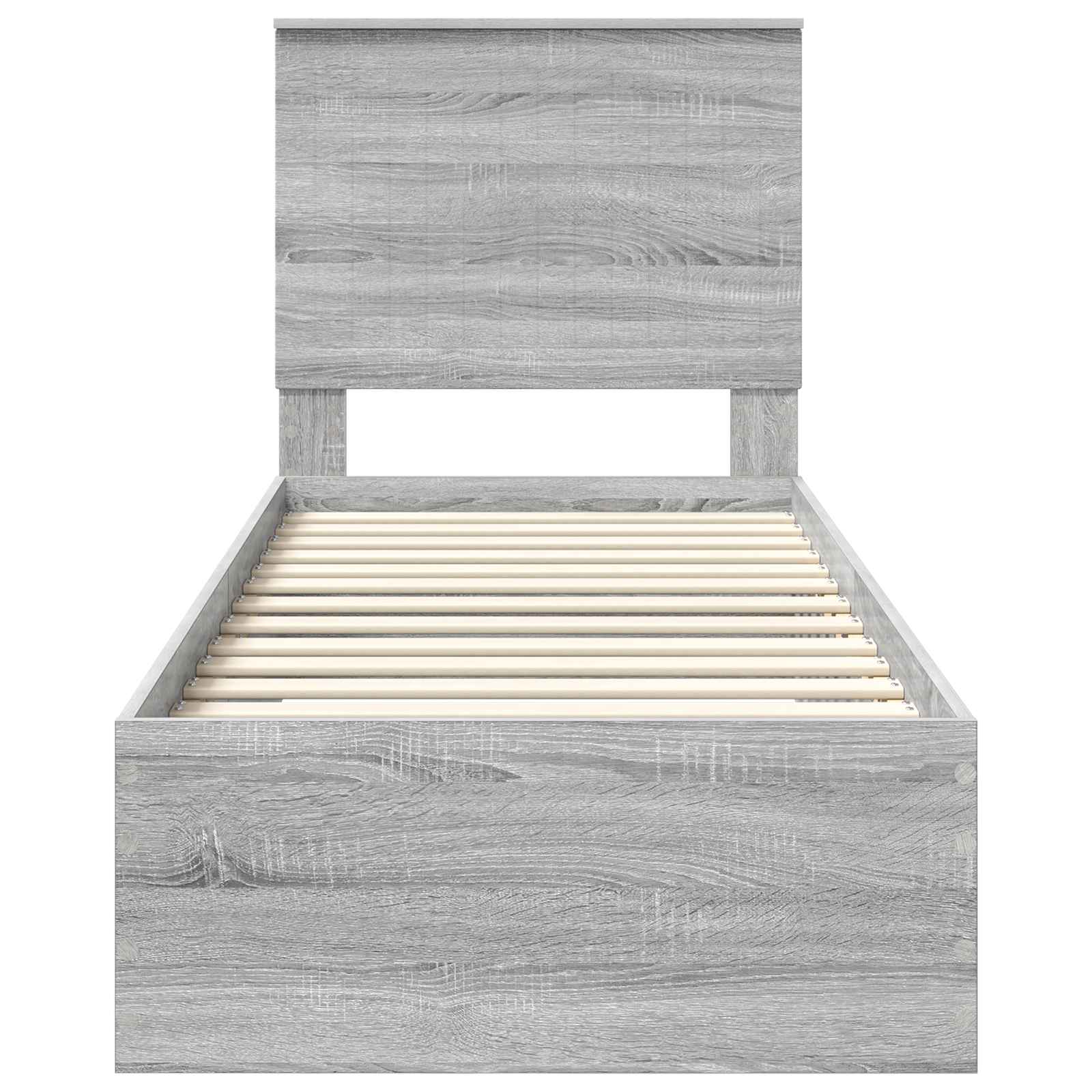 Bedframe Grijs Sonoma en Zilver 75 x 190 cm Bewerkt hout