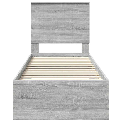 Bedframe Grijs Sonoma en Zilver 75 x 190 cm Bewerkt hout