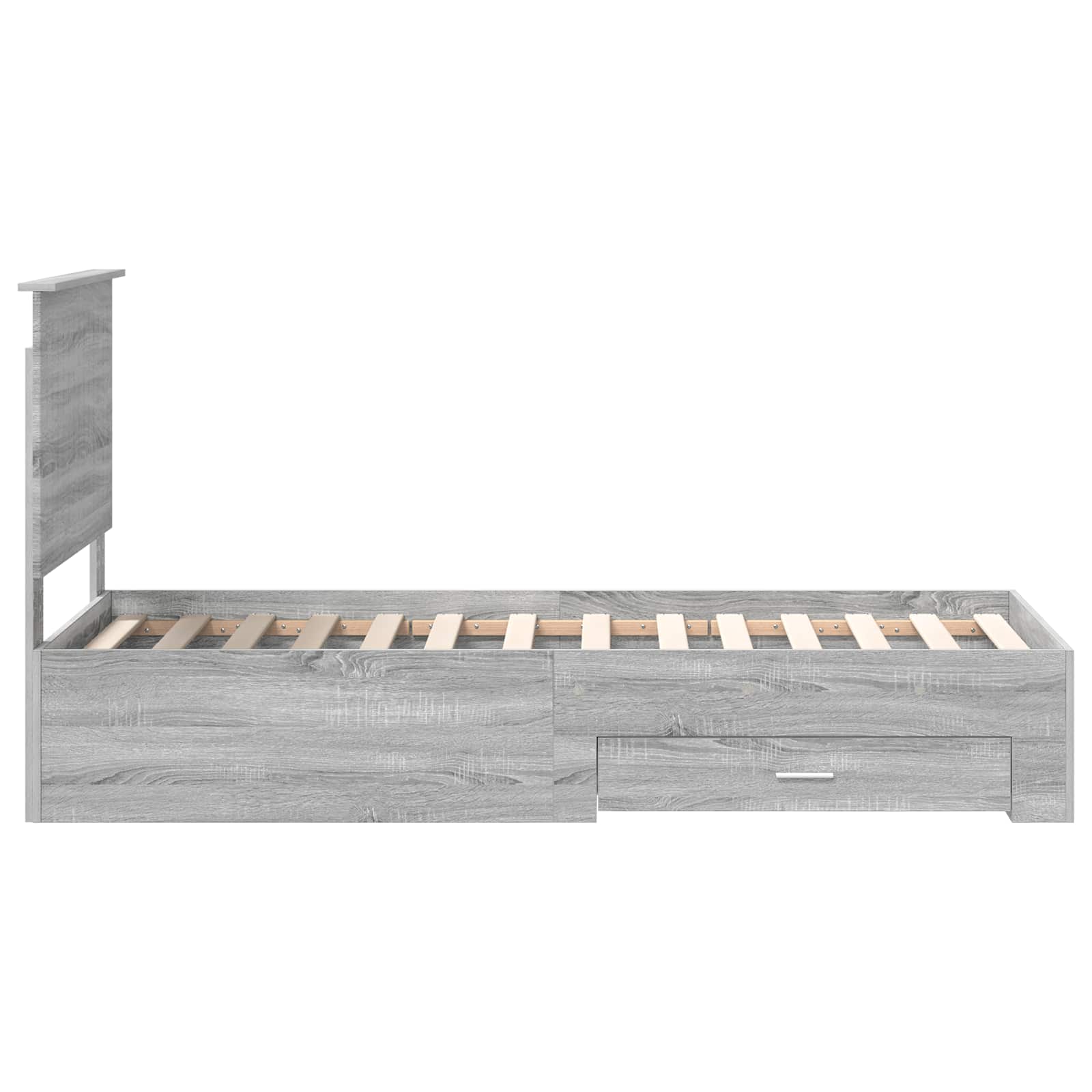 Bedframe Grijs Sonoma en Zilver 75 x 190 cm Bewerkt hout