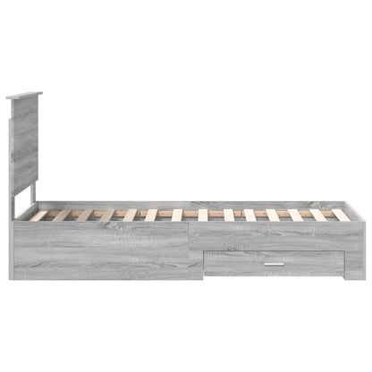 Bedframe Grijs Sonoma en Zilver 75 x 190 cm Bewerkt hout