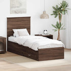 Bed Frame Brown Oak and Silver 70 x 190 cm Engineered Wood