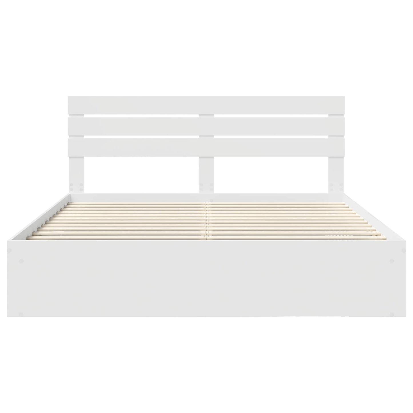 Bedframe met hoofdeinde Wit 200 x 200 cm Massief grenenhout