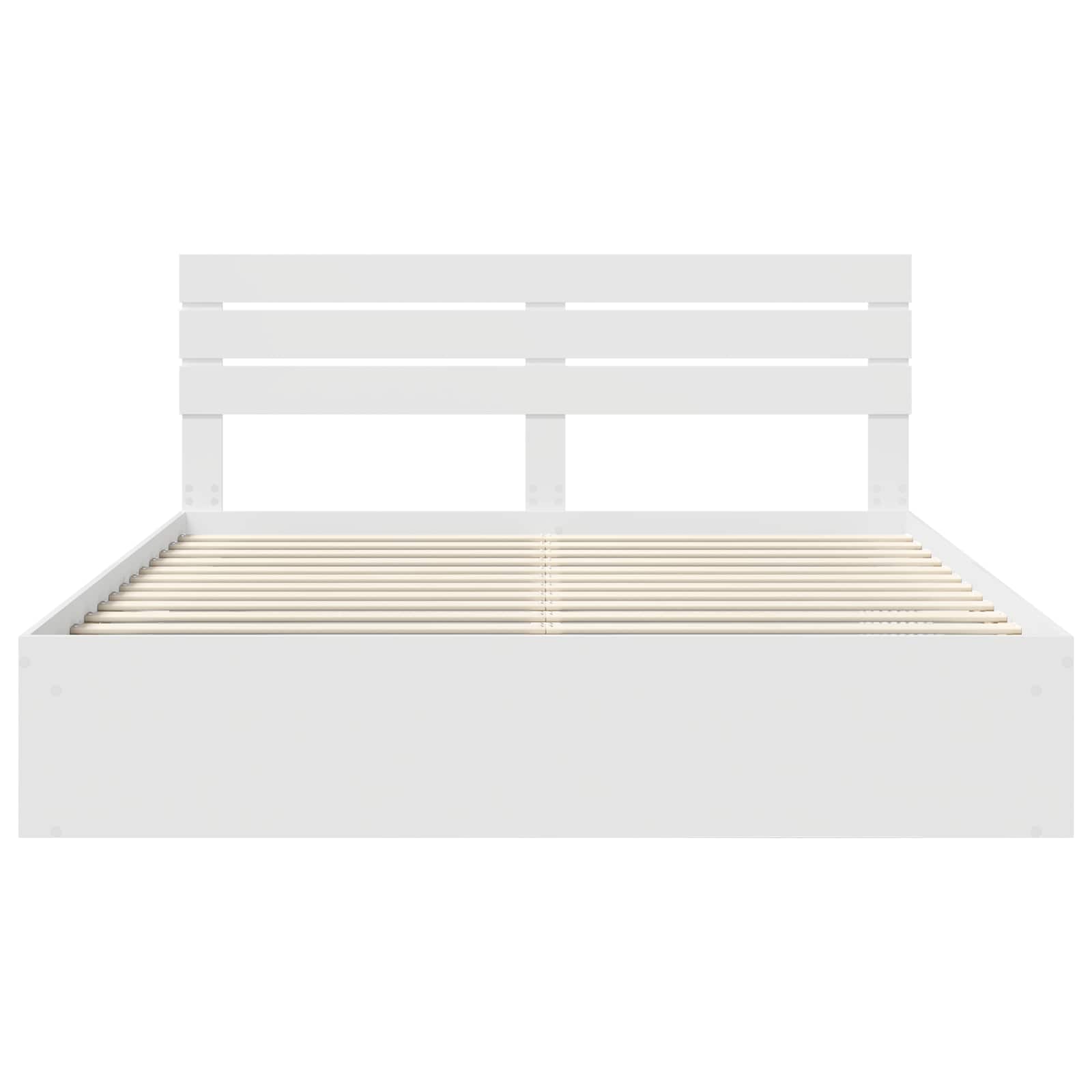 Bedframe met hoofdeinde Wit 200 x 200 cm Massief grenenhout