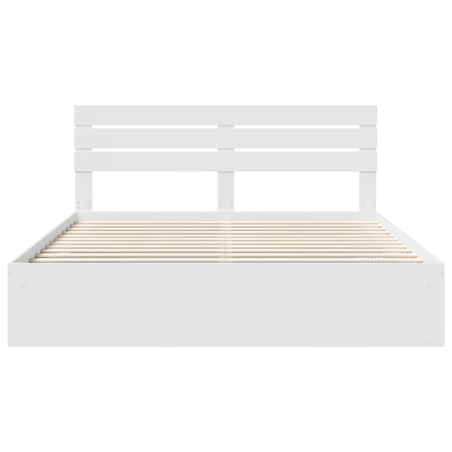 Bedframe met hoofdeinde Wit 200 x 200 cm Massief grenenhout
