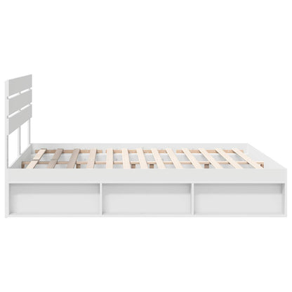 Bedframe met hoofdeinde Wit 200 x 200 cm Massief grenenhout