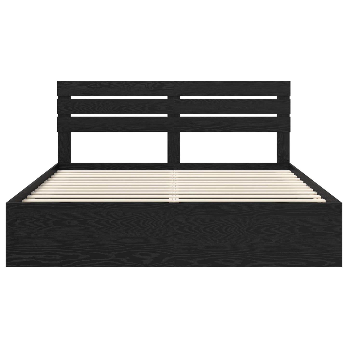 Bedframe met hoofdeinde Zwart 200 x 200 cm Massief grenenhout