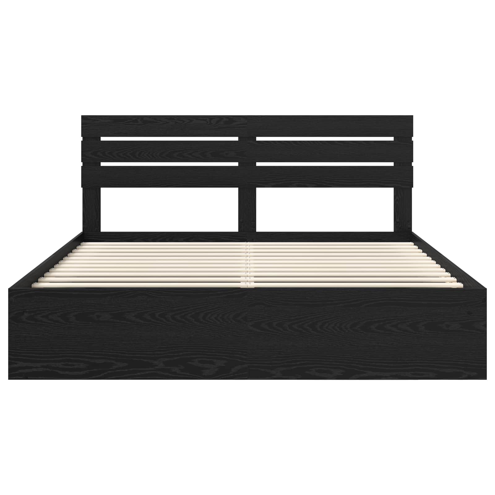 Bedframe met hoofdeinde Zwart 200 x 200 cm Massief grenenhout