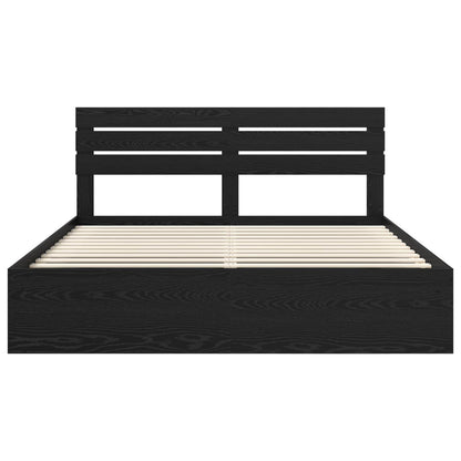 Bedframe met hoofdeinde Zwart 200 x 200 cm Massief grenenhout