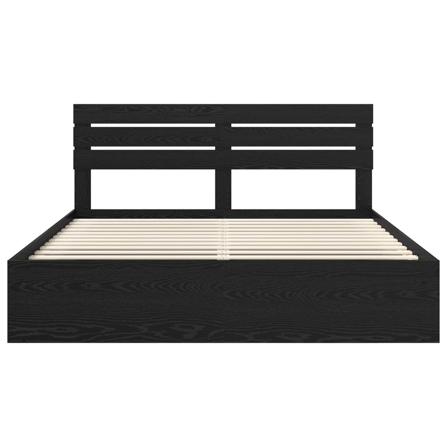 Bedframe met hoofdeinde Zwart 200 x 200 cm Massief grenenhout