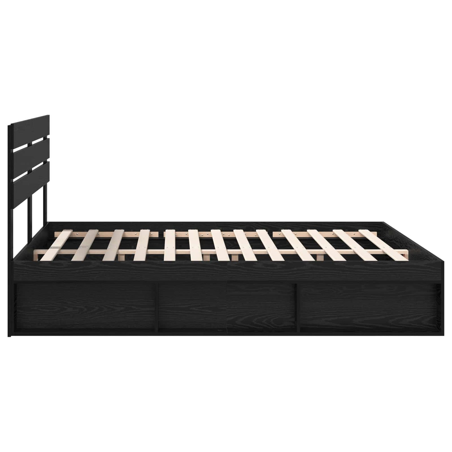 Bedframe met hoofdeinde Zwart 200 x 200 cm Massief grenenhout