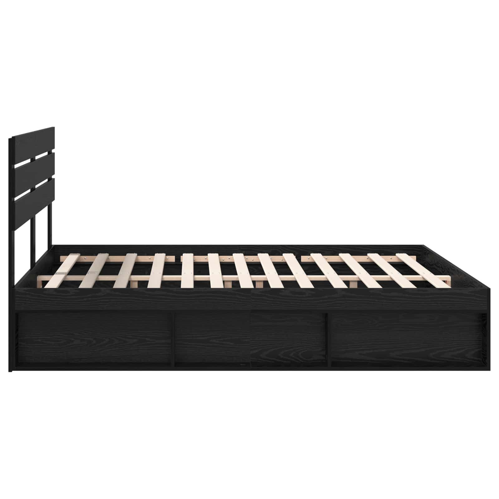 Bedframe met hoofdeinde Zwart 200 x 200 cm Massief grenenhout