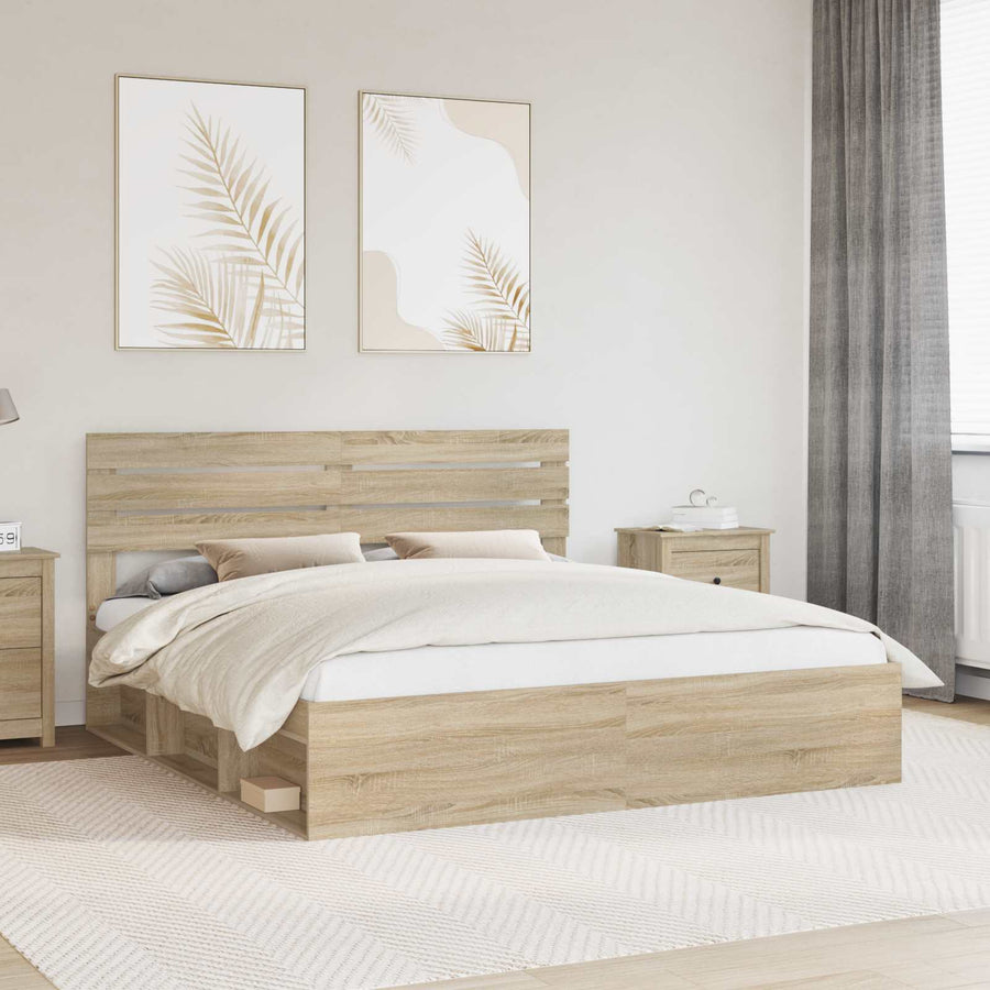 Bedframe met hoofdeinde Sonoma 200 x 200 cm Massief grenenhout