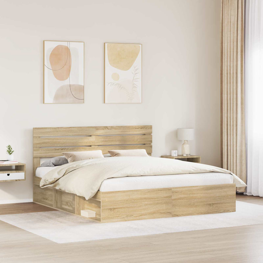 Bedframe met hoofdeinde Sonoma 200 x 200 cm Massief grenenhout