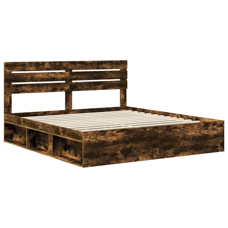 Bedframe Gerookt eiken 200 x 200 cm Massief grenenhout