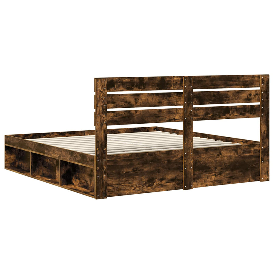 Bedframe Gerookt eiken 200 x 200 cm Massief grenenhout