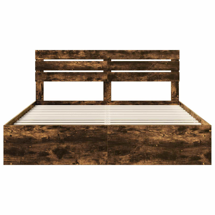 Bedframe Gerookt eiken 200 x 200 cm Massief grenenhout