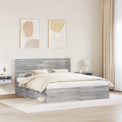 Bedframe Grijs Sonoma 200 x 200 cm Massief grenenhout