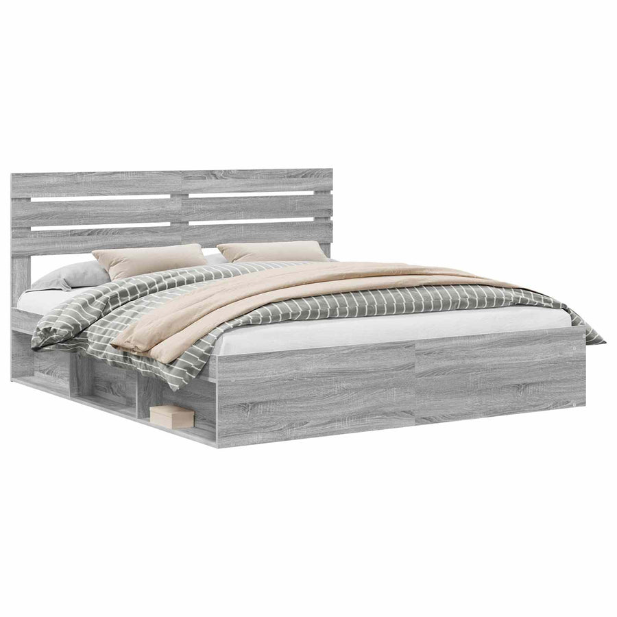 Bedframe Grijs Sonoma 200 x 200 cm Massief grenenhout