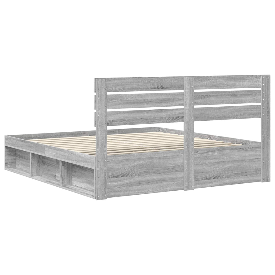 Bedframe Grijs Sonoma 200 x 200 cm Massief grenenhout