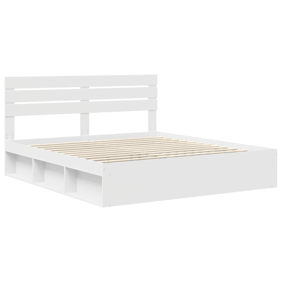 Bedframe met hoofdeinde Wit 180 x 200 cm Massief grenenhout