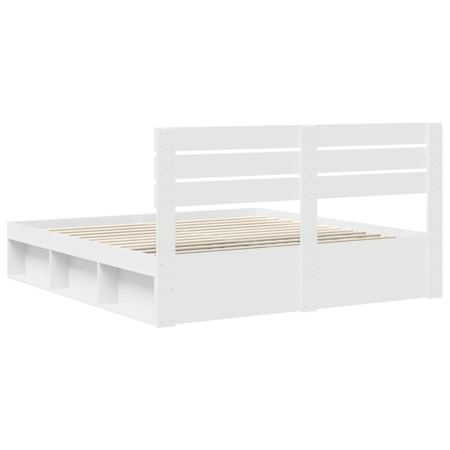 Bedframe met hoofdeinde Wit 180 x 200 cm Massief grenenhout