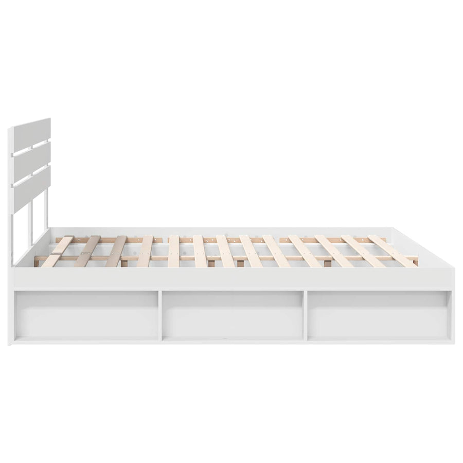 Bedframe met hoofdeinde Wit 180 x 200 cm Massief grenenhout