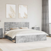 Bedframe 180x200 cm massief grenenhout beton hoofdeinde